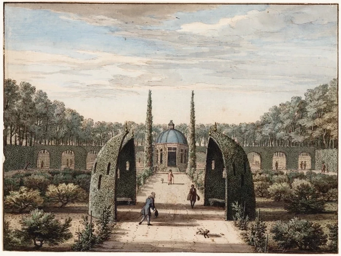Il parco dell'Huis Heemstede vicino a Houten, visto in direzione della grotta delle conchiglie